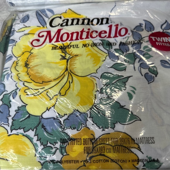 Vintage Monticello cannon flower sheets 1980’s new old stock twin size - Picture 13 of 13
